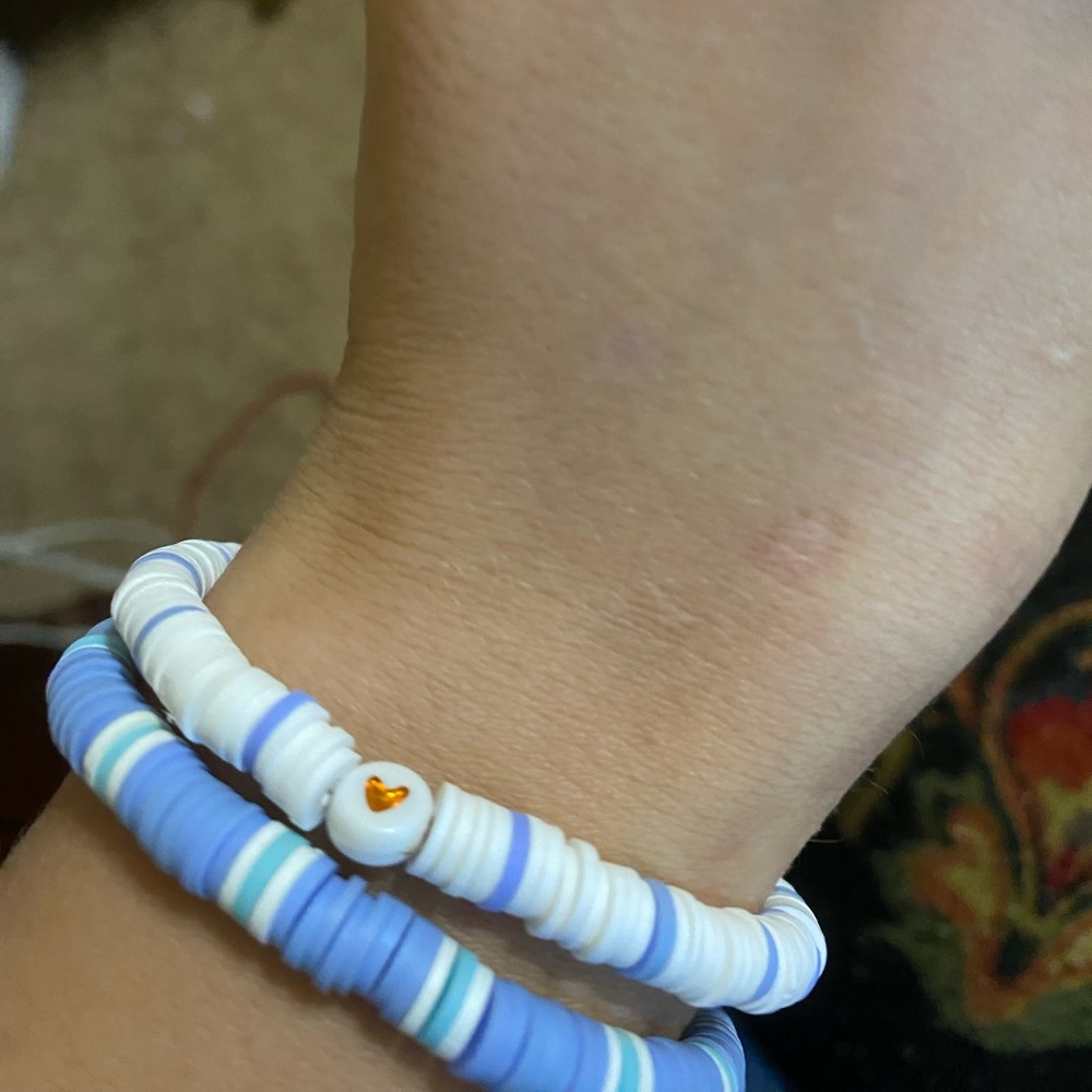 Purple clay bead bracelet set